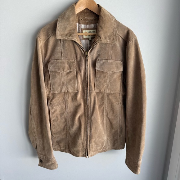 Vintage 90s Y2K Wilsons Leather Suede Jacket Womens M Tan Utility Capsule EUC - Picture 5 of 15